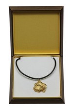 Basset Hound Type 4 - Gold-plated Necklace with a Dog in a Box Art Dog