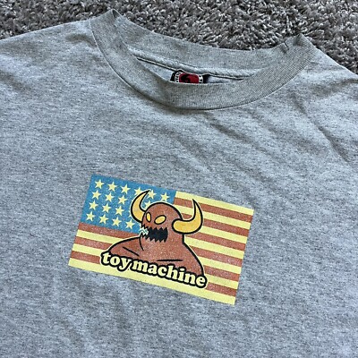 Vintage 90s Toy Machine Skateboards Monster Flag Logo Tee Size Large Tum Yeto
