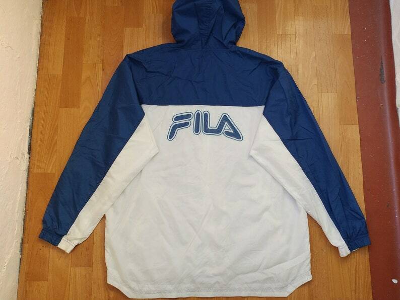 Giacca FILA giacca a vento nylon vintage blu hip hop anni 90 oldool school t