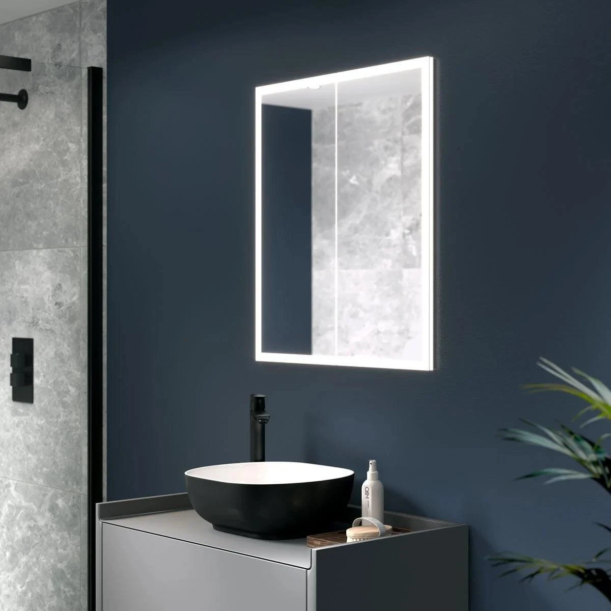 600x700mm Malin Recessed LED Illuminated Bathroom Mirror Cabinet