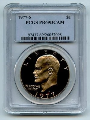 PCGS Certified PR 69 Graded 1977 Eisenhower Dollars (1971-1978