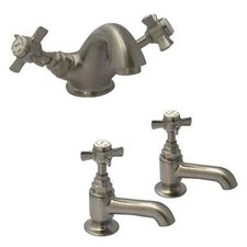 Francis Pegler Sequel Basin Mono Mixer & Bath Taps Set in Brushed Nickel Finish