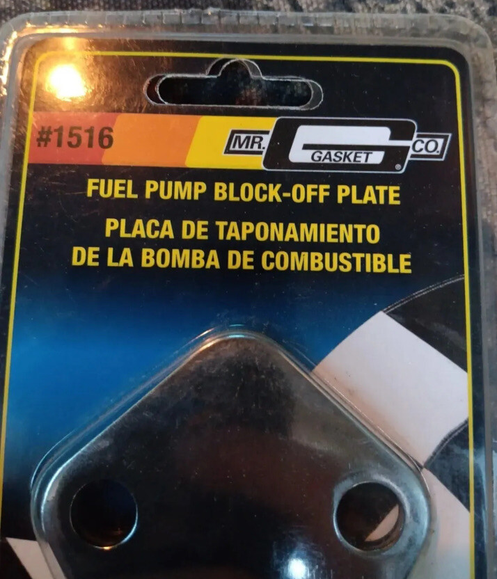 Mr Gasket Fuel Pump BlockOff Plate 1516; Chrome Steel for Chevy