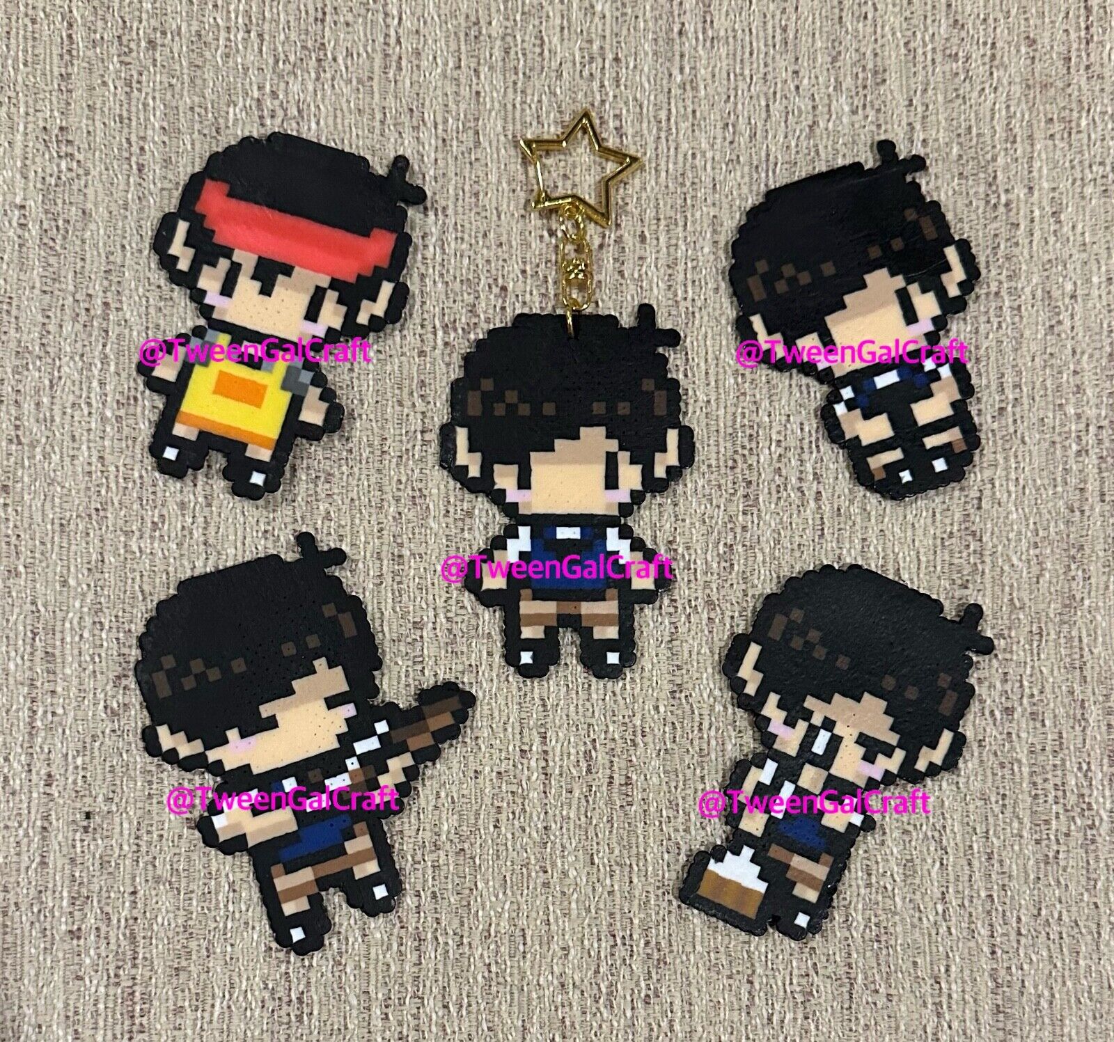 Omori RPG Game Sunny and Basil Perler Keychain or Magnet or Pin or Sprite