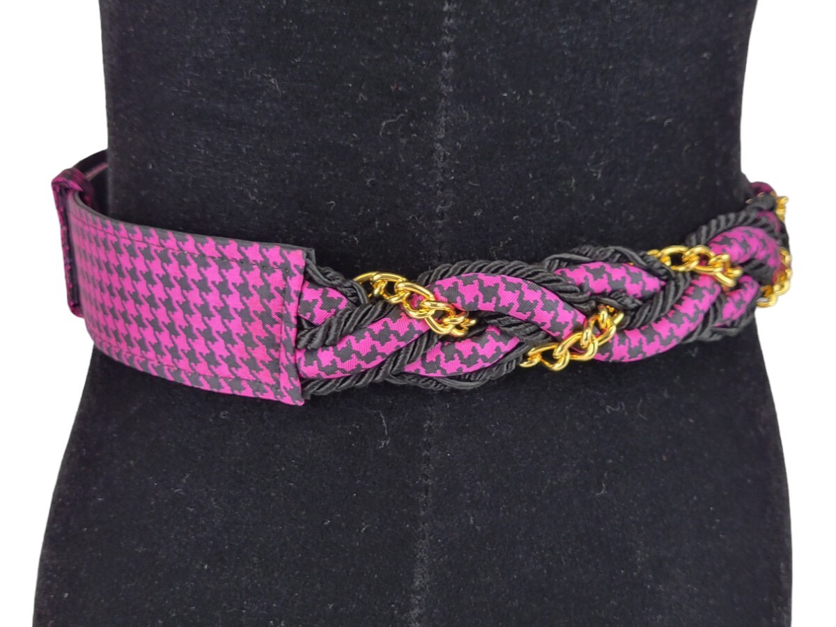 Vintage 80s Ginnie Johansen Designs Black & White Houndstooth Braided Belt USA Vintage Ginnie Johansen Dallas Designer Belt | Mercari main image 4
