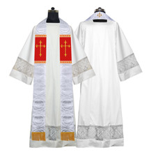 White Church Vestment Pastor Stole enhanced with Spiritual Cross Motif