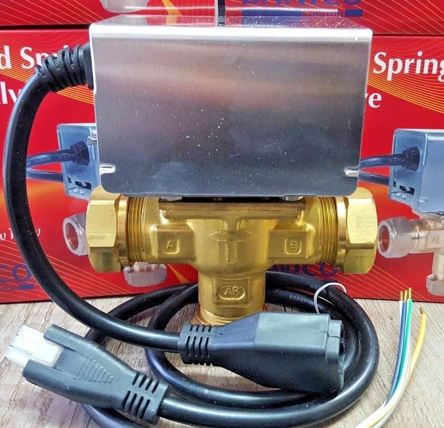 Banico ZVMC22 22mm 3 Port Motorised Valve Replacement For Honeywell 3 Port Valve 22mm Honeywell V4073A1039 Or Danfoss For Central Heating UFH Built-in Service Plug