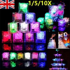 1-10X  ICE CUBES LED Light up Multicolor Flash, Drinks Parties Liquid Activated