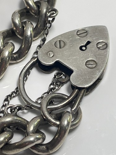 Vintage 'Georg Jensen GLtd' sterling silver 925 bracelet & heart padlock 32.14g - Picture 12 of 18