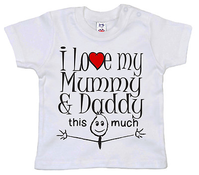 Parents Baby T Shirt I Love My Mummy Daddy This Much Mother Father Gift Ebay
