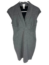 CACHE Gray Sheath Dress Size 6 Office Career Travel Stretchy Gorgeous Textured