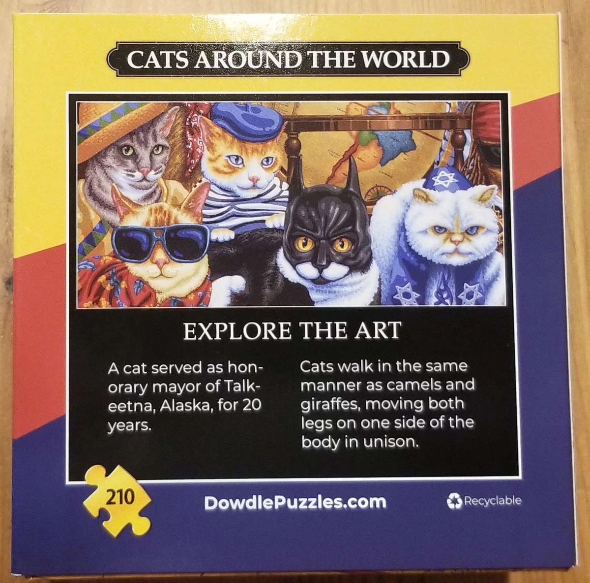 210 Piece Cats Around the World DOWDLE Puzzle 9 x 11