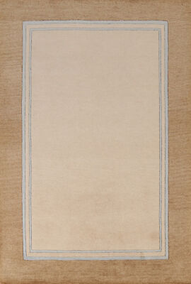 Unique Vibrant Rug Beige Hand-tufted Gabbeh 5x8 ft