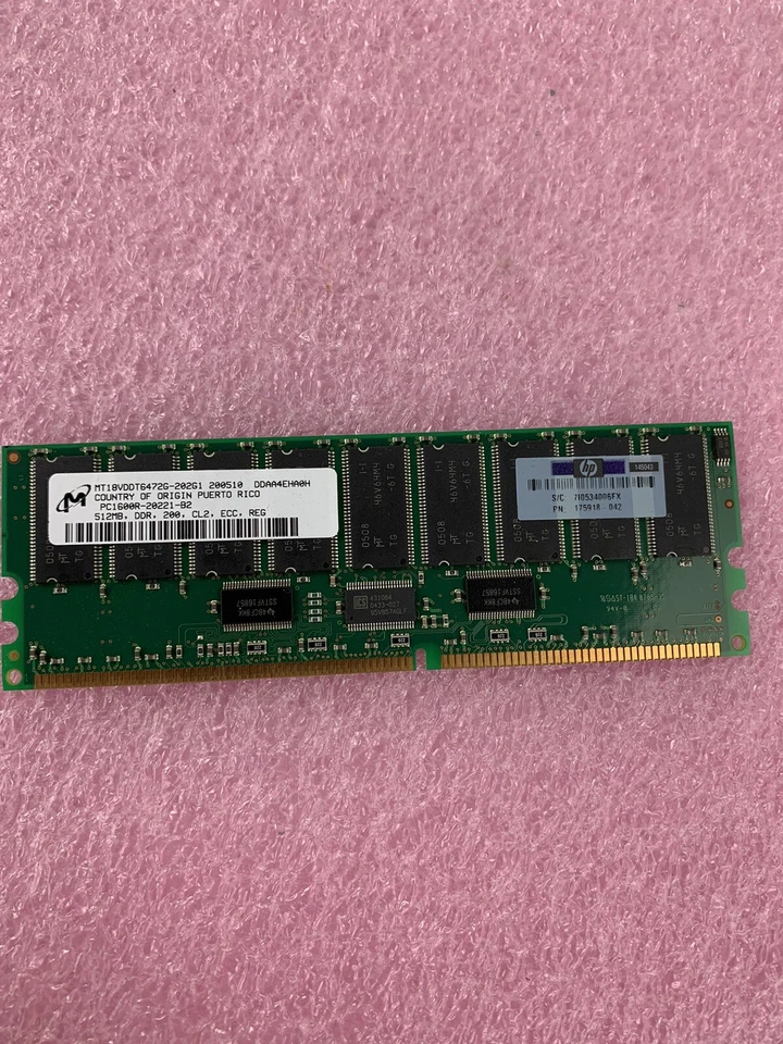 Micron MT18VDDT6472G-202G1 PC1600R-20221-B2 512MB DDR Server Memory RAM - Image 2 of 4