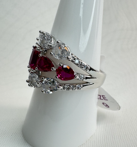 Size 9 Bomb Party July Ring - RG89687 "Heartfelt Wishes Come True" Ruby on Rhodi - Picture 3 of 4