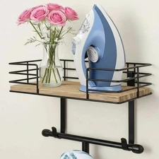 Ironing Board Holder Wall Mount, Metal Ironing Board Hanger with Shelf Laundry R