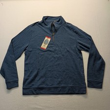 Mens Medium Dockers Quarter Zip Pullover Blue Warm Layer Mock Neck NWT