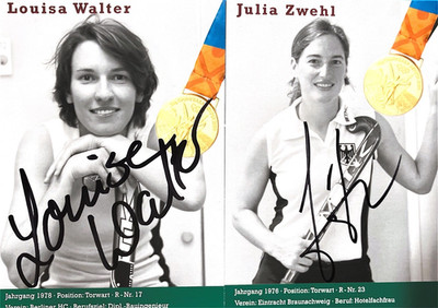 2 Autogramme Hockey Luisa WALTER + Julia ZWEHL  Olympiasieger 2004 Athen xyz