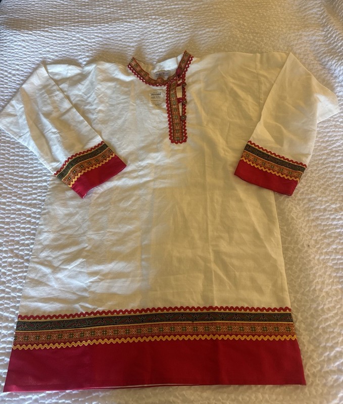 Embroidered Kosovorotka Russian Linen Shirt Ethnic Folk 46