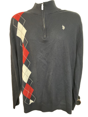 U.S Polo Assn mens XXL Long Sleeve Zip-Up acrylic Turtleneck ribbed-cuff Sweater