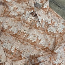 Vintage H Bar C Ranchwear Women Pearl Snap Long Tail Floral Large Lily READ