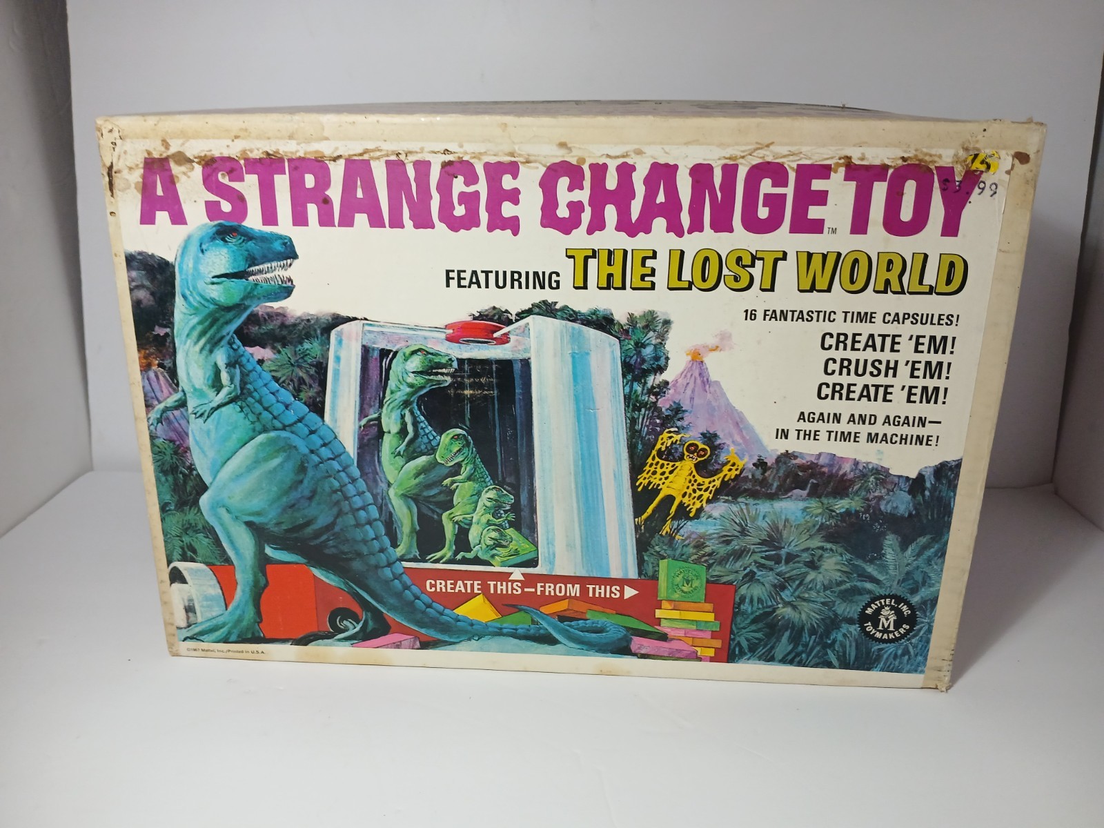 1967 MATTEL STRANGE CHANGE THE LOST WORLD TOY PLAY SET IN ORIGINAL BOX MONSTERS