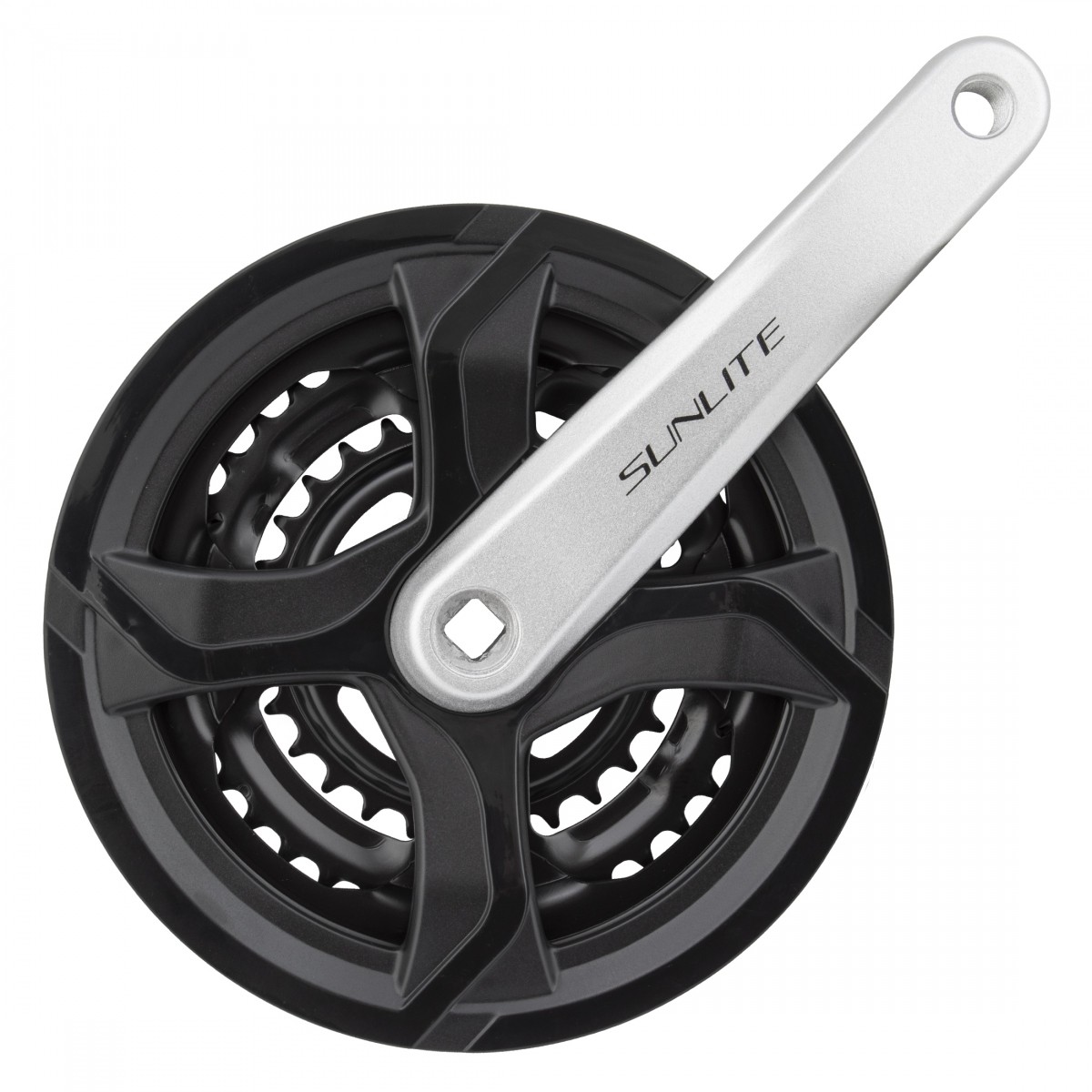 Sunlite Alloy Triple Crankset 175mm 3x7/8 Speed Riveted No Chainring BLK