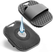 Silicone Body Scrubber for Men & Women, Sensitive Skin Shower Loofah with Foam