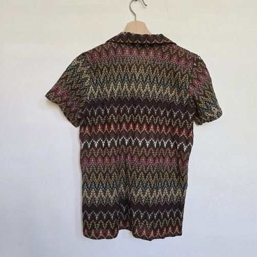 Vintage 70s Mad LA Leaf Print Button Down Blouse Retro Boho Stretch Top, $44.99 - Photo 10