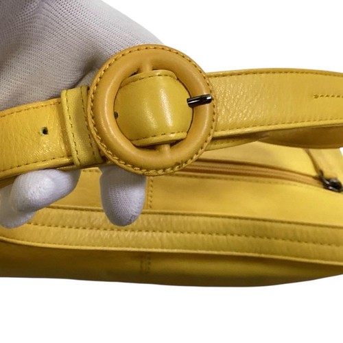 Issey Miyake Shoulder Bag Yellow Genuine Leather Crossbody Adjustable Used - Picture 6 of 24