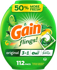 Gain Flings Laundry Detergent Pacs, Odor Defense, 112 Count, Original Scent, 3 i