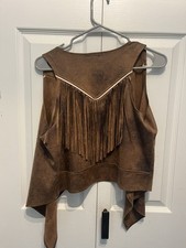 NWT Shyanne Faux Suede Fringe Tank Top VEST Western Small Festival Boho Rodeo