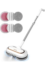 AlfaBot Cordless Electric Spin Mop for Floor Cleaning, LED Headlight, 60 Mins...