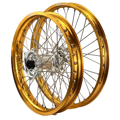 KTM 450 XCF-W 2024-2025 Envy / DID Wheelset Pair 21/18 Gold Rims Silver ...