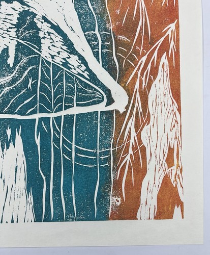 Surrealer Druck von Vogelfedern Formen Linien & Figuren orange blau 16x11" Kunst - Bild 6 von 13