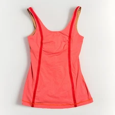 Lululemon Wholehearted Tank Top Size 6 Orange Tonka Stripe Shelf Bra Active