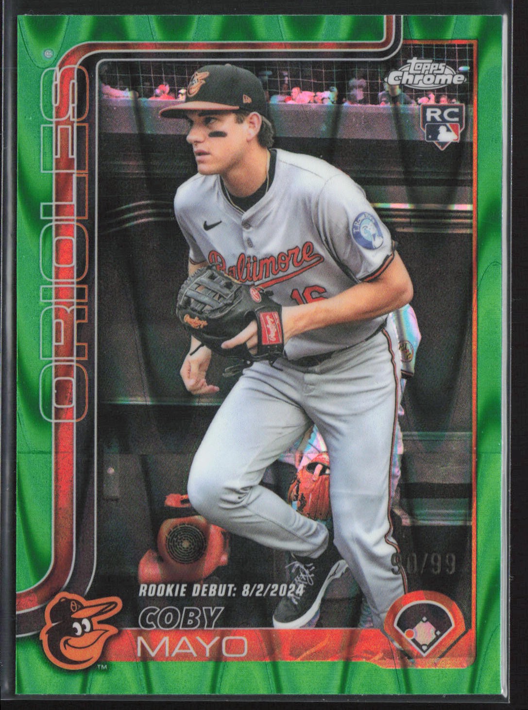 2025 Topps Chrome Update #USC94 Coby Mayo Green Lava Refractor #/99 Rookie RC