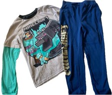 Minecraft Long Sleeve Graphic Shirt And Sweat Pants Joggers Kids Size L See Ad 