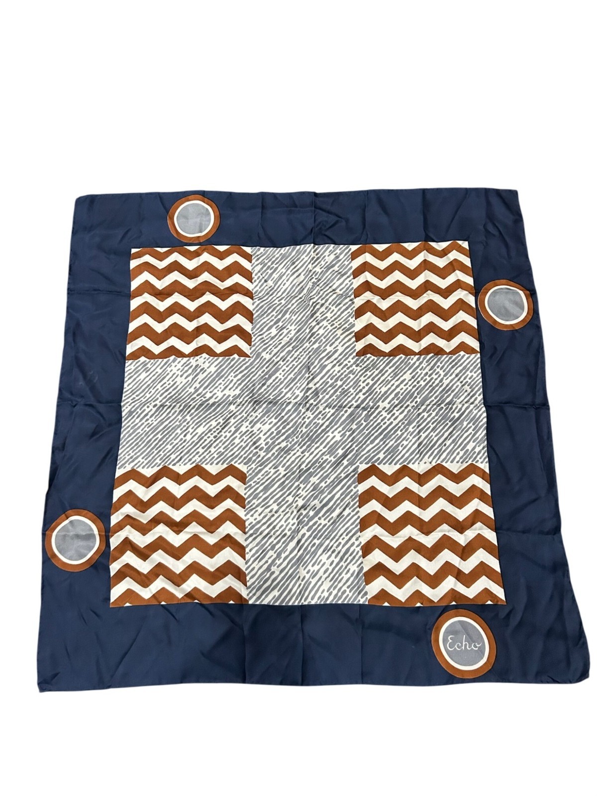 Echo Chevron & Striped Pattern Multicolor Silk Sc… - image 1