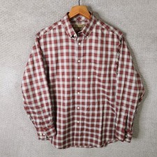 Roundtree Yorke Gold Label Shirt Mens M Red Beige Plaid Non-Iron Button Down