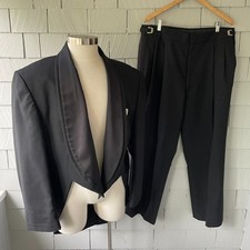 Y2K Vintage Oscar de la Renta Black Shawl Collar Tail Coat 2pc Tuxedo Size 52R