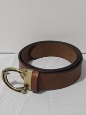 Tolongland Brown Golden Colored Horseshoe Belt 1.5" Fits Waist Up To 38"