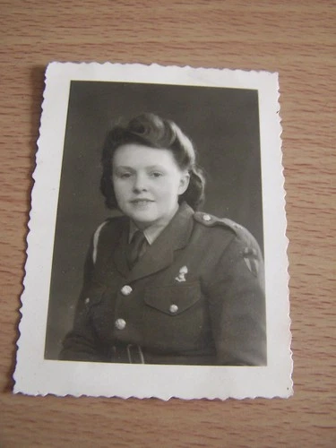 WW2 Military Woman in Uniform Vintage Photo Ronnie Peggy Moneal 1945 Belgium