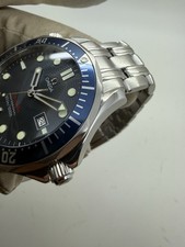 Omega Seamaster Blue Wave Red Line Dial Quartz 41mm Steel Watch 2221.80 w/ Case 5