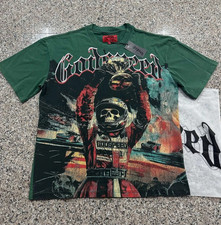 NEW Mens Godspeed Skeleton Print Short sleeve Streetwear Casual T-shirt green