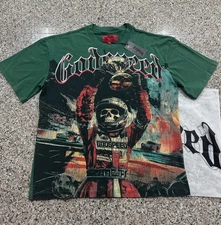 NEW Mens Godspeed Skeleton Print Short sleeve Streetwear Casual T-shirt green