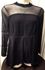 NEW - TORRID - black long sleeve pullover sheer top/sleev corset blouse - size 1