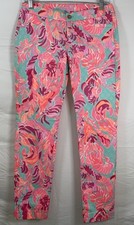NWOT Women  s Lilly Pulitzer Kelly Ankle Pants Poolside Blue Love Birds - Size 4