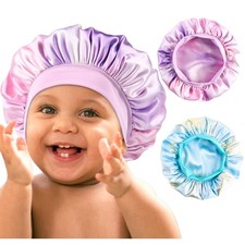 2 Pcs Baby Satin Bonnet for Sleeping Kids Double Layer Sleeping Caps for Todd...