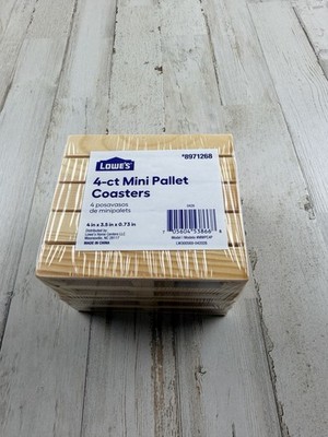 Lowe's Mini Pallet Coasters ~ 4 per Pack ~ 4'' x 3.5'' ~ NEW
